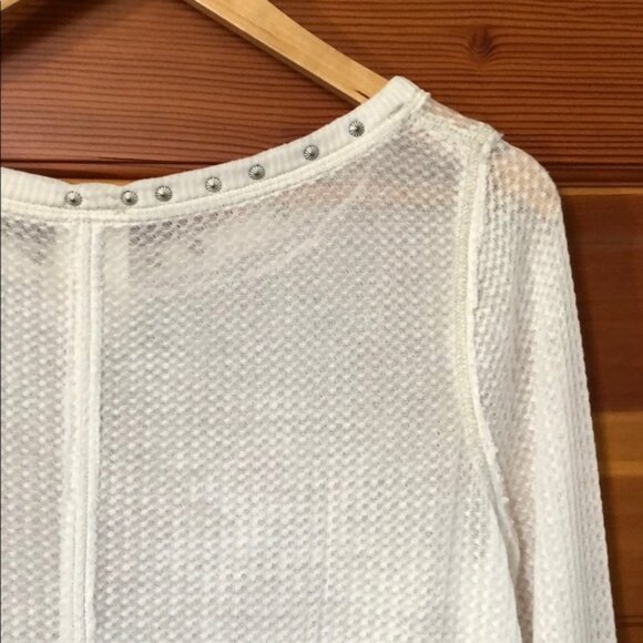 New We The Free star studded wide neck boatneck bateau waffle semisheer tunic - Picture 10 of 14